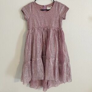 Joyfolie Dress Kids 10 Mauve Pink Metallic Shimmer High Low Tiered NWT